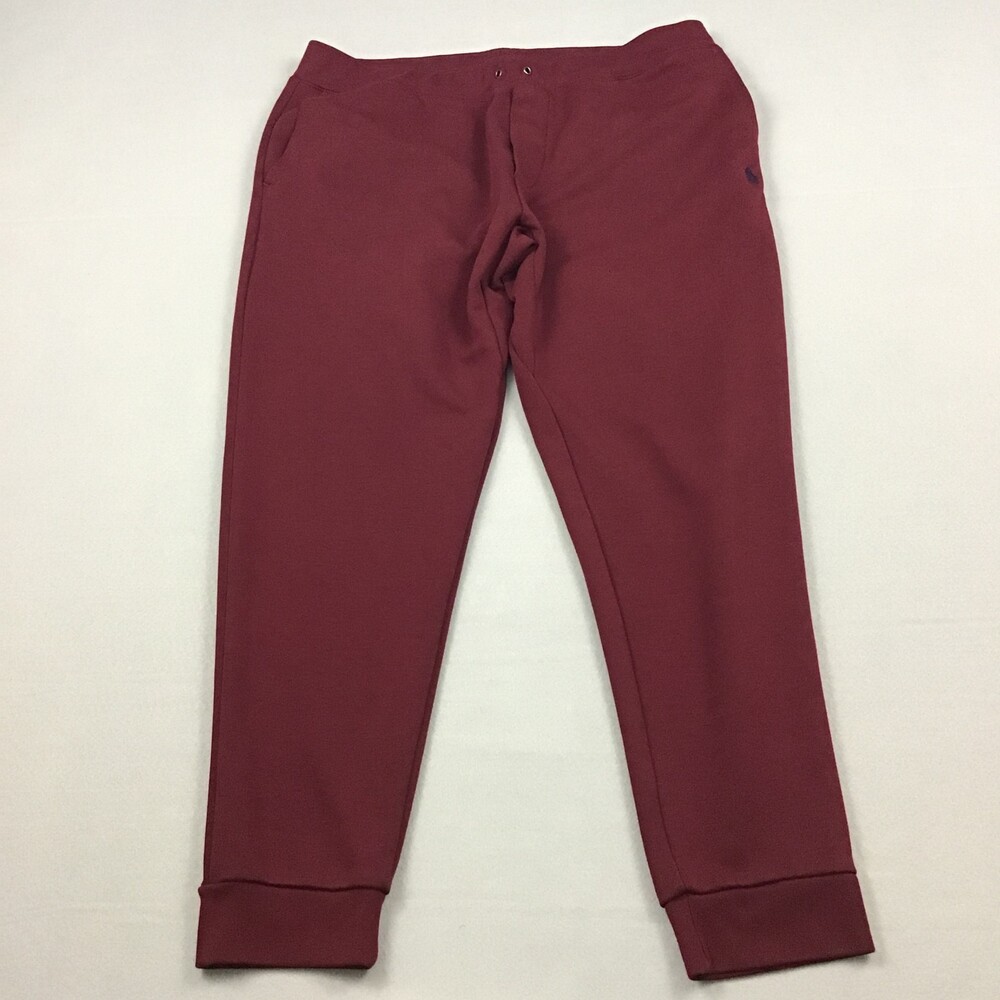 Polo Ralph Lauren Pants Men 2XL Burgundy Jogger Sweatpants Pony Logo Drawstring